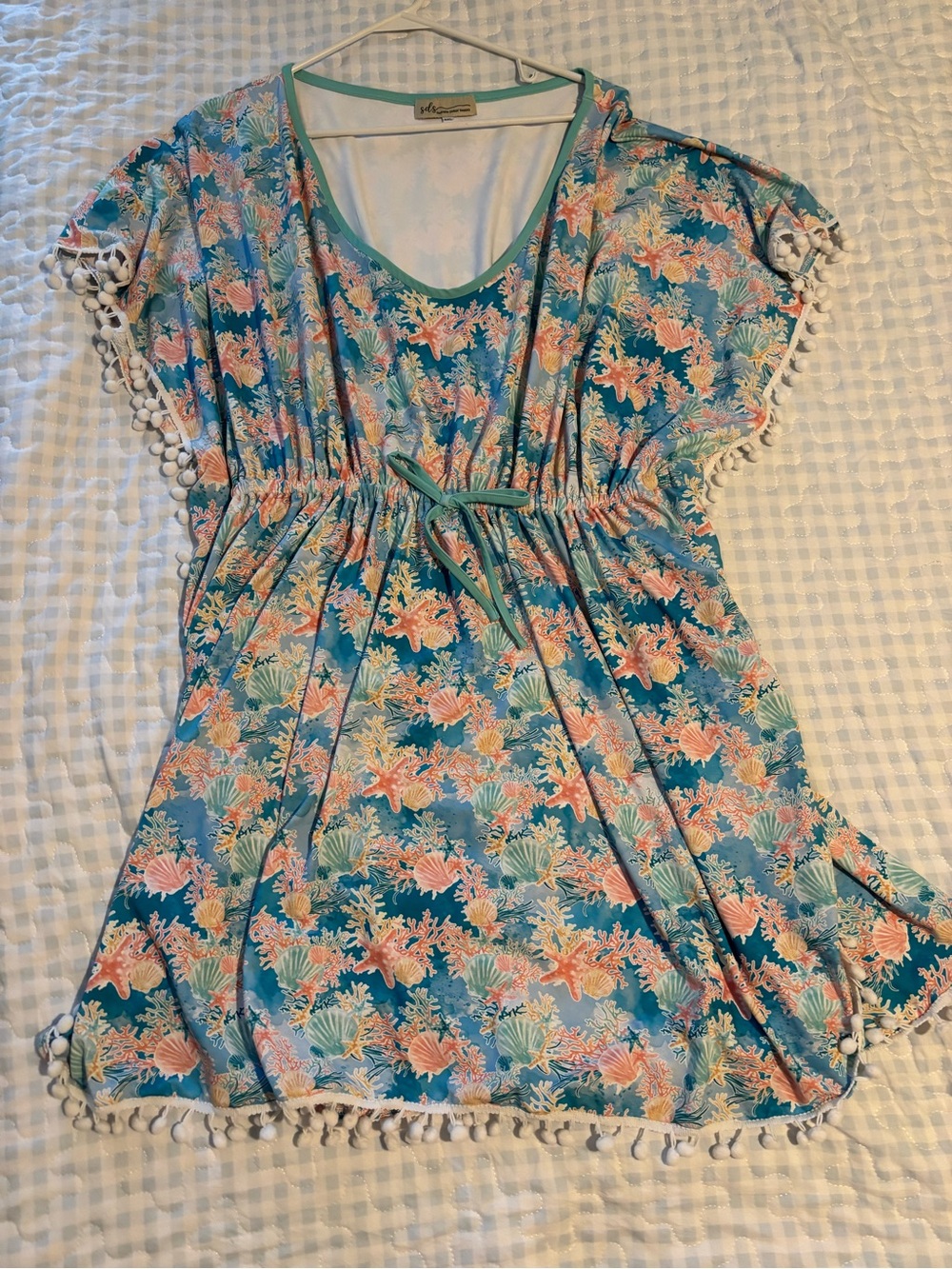 Seaside Pom-Pom Tunic - Coral & Teal Floral
